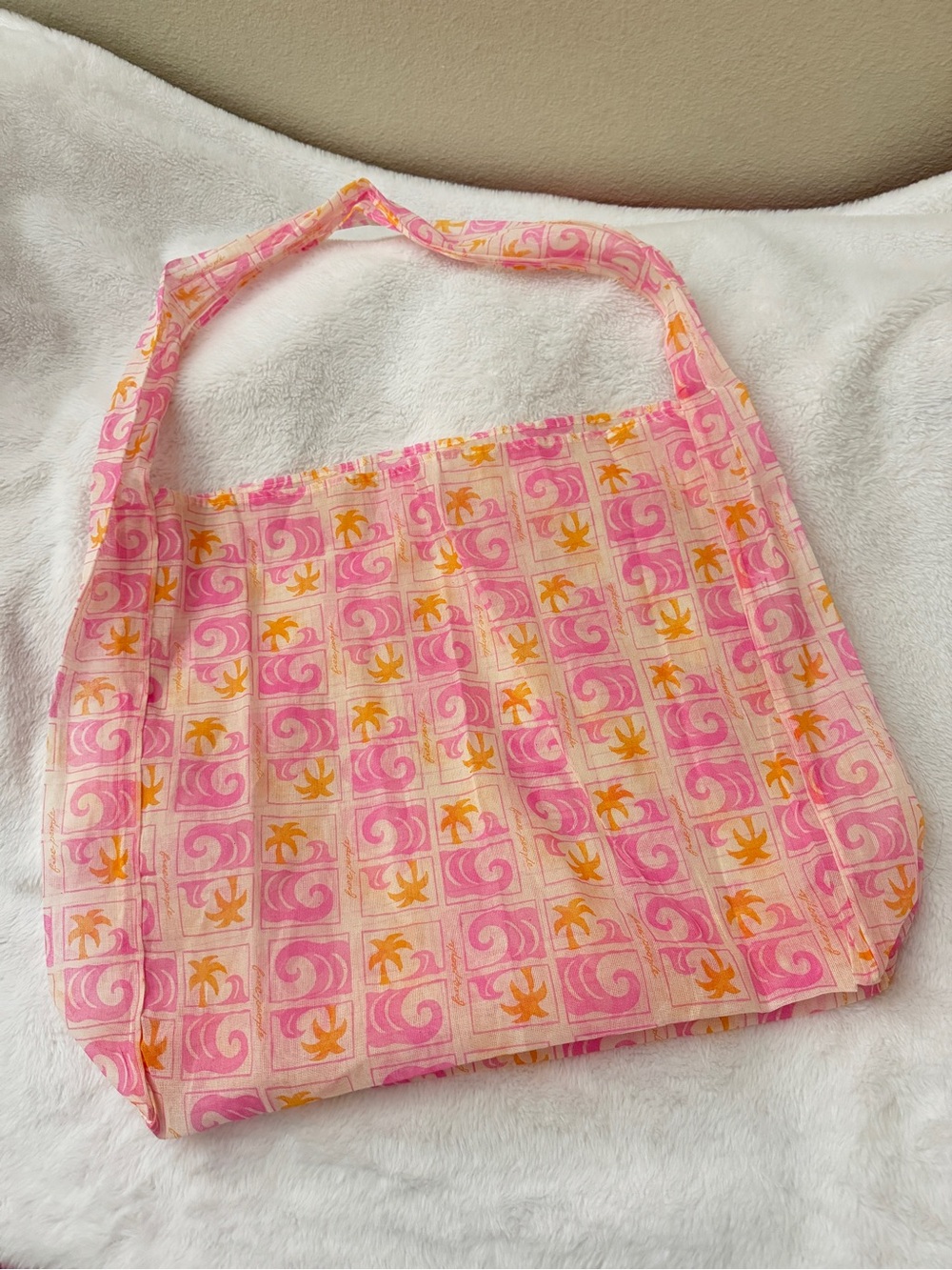 Free people Pink & Orange Patterned Summer Tote/ shopping bag in large size